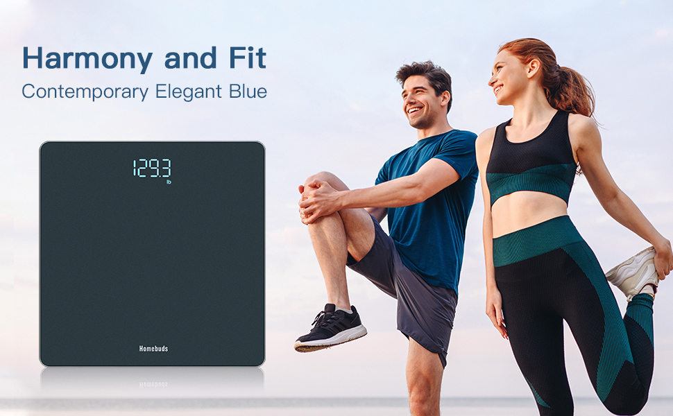 Електронні ваги для тіла Homebuds, висока точність, LED-дисплей, блакитний колір, до 182 кг