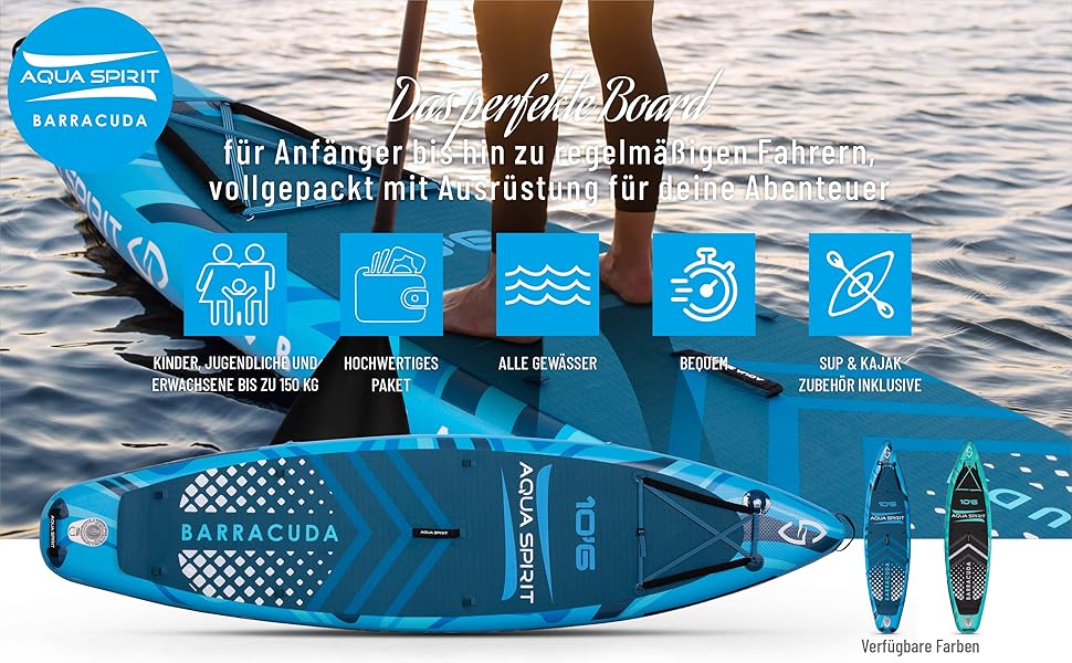 Надувна дошка для падде Aqua Spirit SUP 2024 320x815см/457x915см Комплектація з веслом, рюкзаком, насосом та іншими аксесуарами Дорослі початківці/експерти Гарантія 2 роки Синій 320см '21