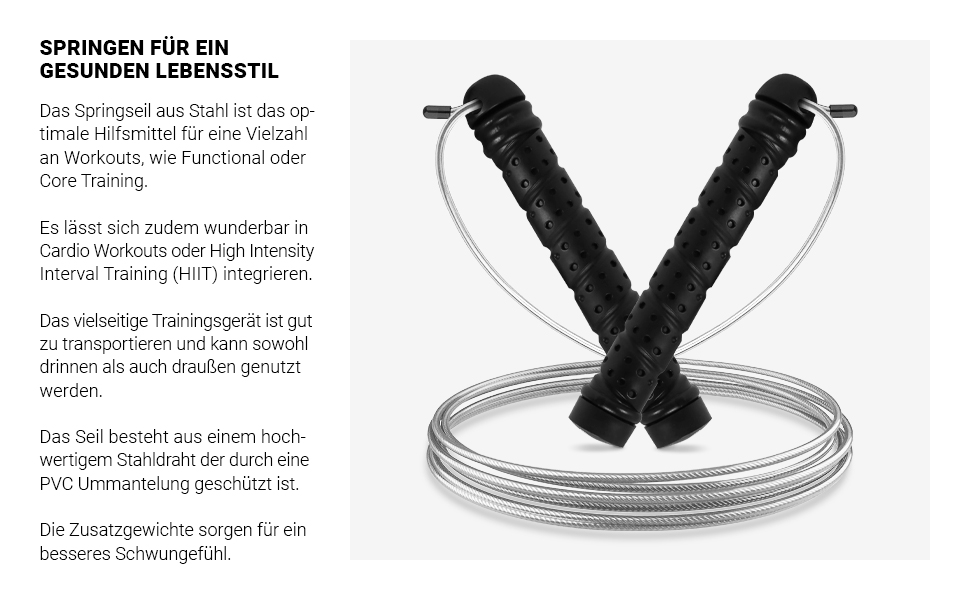 Скакалка зі сталі Professional Studio Quality з виносними вагами