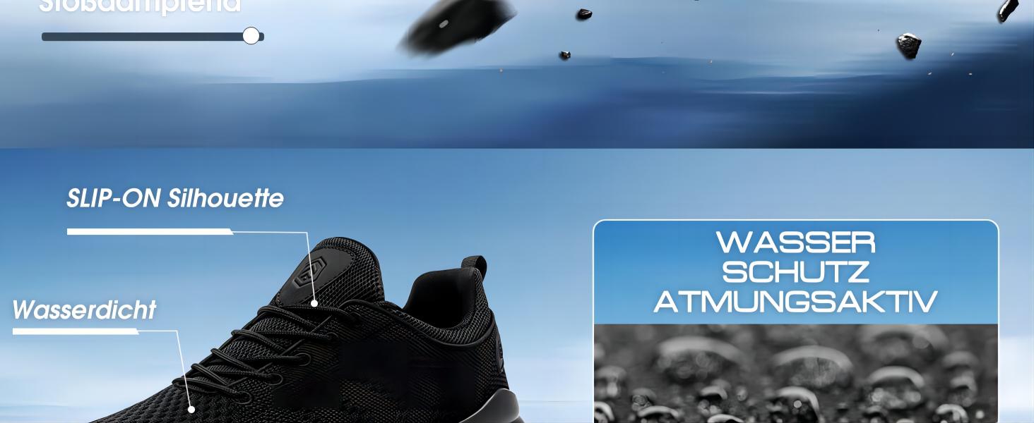 Водонепроникне взуття LARNMERN для чоловіків: спортивне, кухарське, туристичне, повсякденне, фітнес, чорний (46 EU)