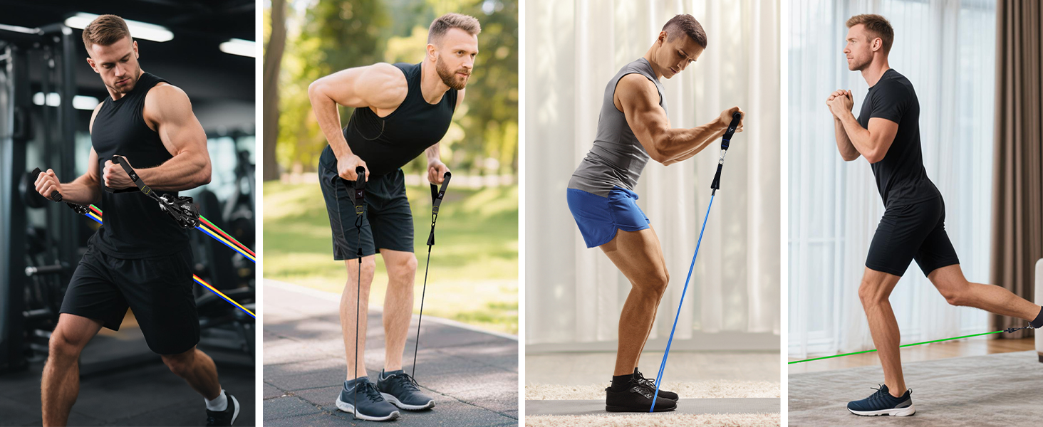 Набір еластичних стрічок Abahub для фітнесу: повне обладнання для тренувань вдома (100LB)