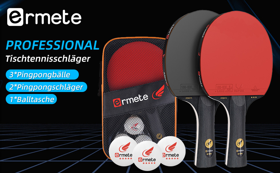 Набір для настільного тенісу: 2 ракетки, 3 м'ячі, сумка. Підходить для початківців, сімей та професіоналів
