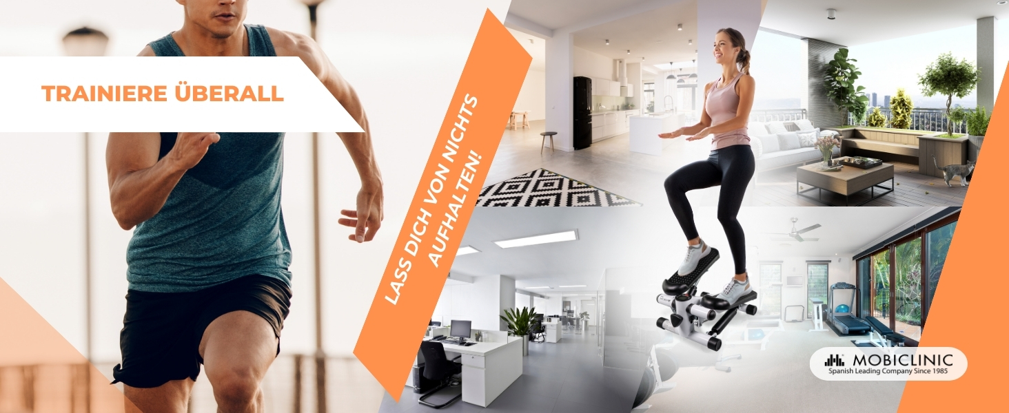 Mobiclinic® Fitness Stepper 2 в 1 Step Plus з тросами, багатофункціональний тренажер для дому, LCD дисплей, навантаження до 100 кг, регулювання опору