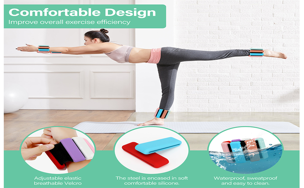 Гантелі на зап'ястя та щиколотки Kasanni 2 шт. (по 0,5 кг) для ніг та рук, Pilates, йога, танці, біг, плавання