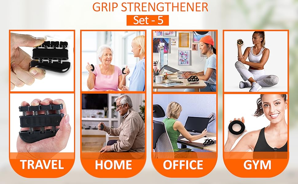 Набір для тренування хватки та зміцнення рук, 5 шт. - тренажер зап'ястя, м'яч, тренажери пальців, для підтримки зап'ястя