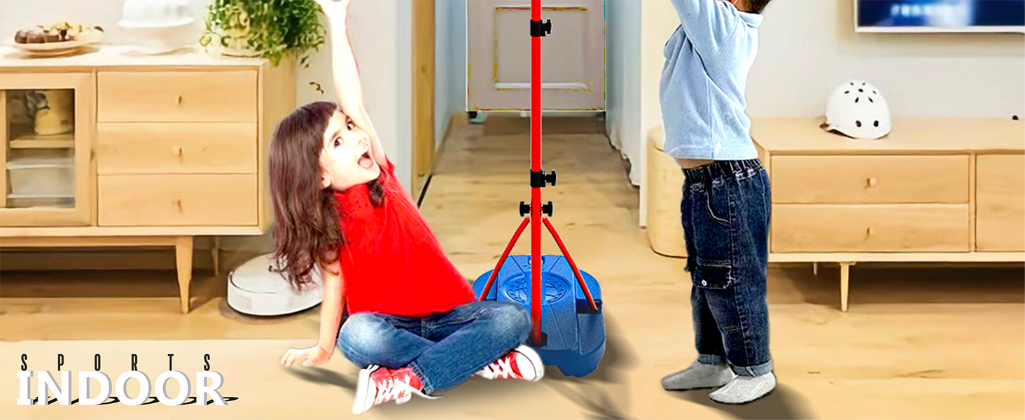 Баскетбольний кошик зі стійкою, набір, 110-190 см, регульована висота, ігровий набір для дітей (синьо-червоний)