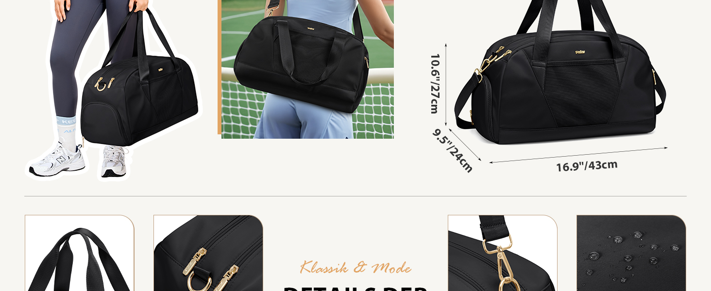 Спортивна сумка VNINE для жінок: легка, водонепроникна, для подорожей, тренувань та плавання (чорна)