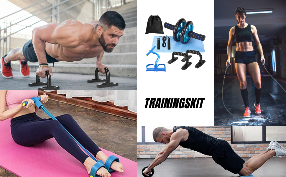 Ролик для пресу з EVA-ручками та килимком для колін, тренування всього тіла, вантажопідйомність до 220 кг