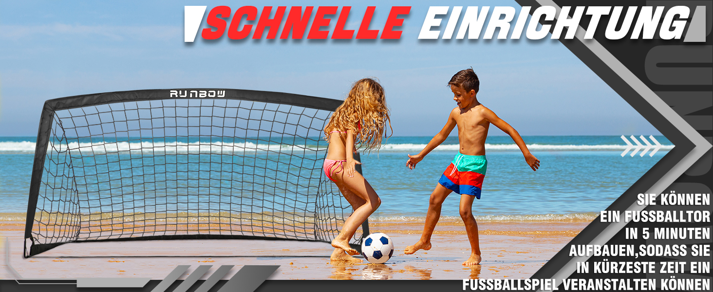 Дитячі ворота для футболу RUNBOW 1,8 x 1,2 м, портативні, з сумкою, чорні