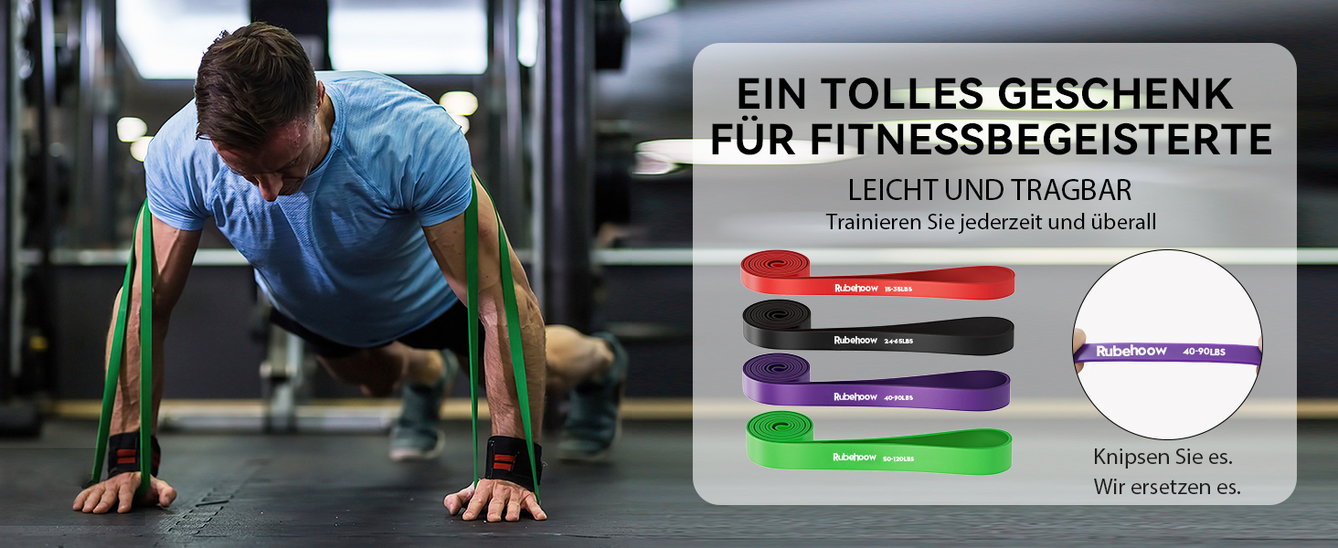 Набір еластичних стрічок RUBEHOOW для фітнесу та йоги (15-120 lbs)