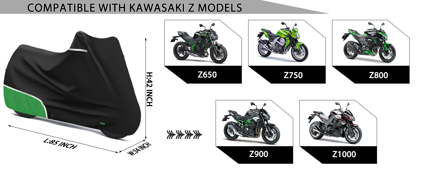 Водонепроникний чохол для мотоцикла Kawasaki Z650 / Z-серія, захисний зимовий тент з міцної тканини 420D Oxford, сіро-зелений