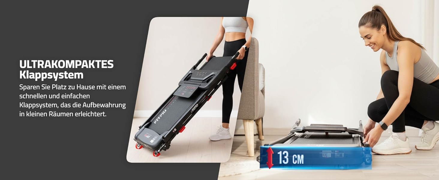 Складана бігова доріжка FITFIU Fitness 4 в 1 з нахилом 9%, швидкістю до 14 км/год, підтримкою APP, датчиком пульсу та тримачем для планшета, компактна Walking Pad MC-160