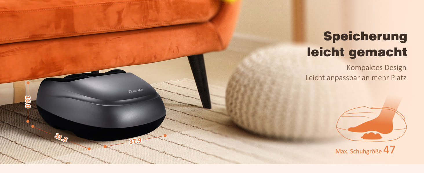 Масажер для ніг KNQZE Shiatsu з підігрівом, для фасціїту та зняття болю (сірий)