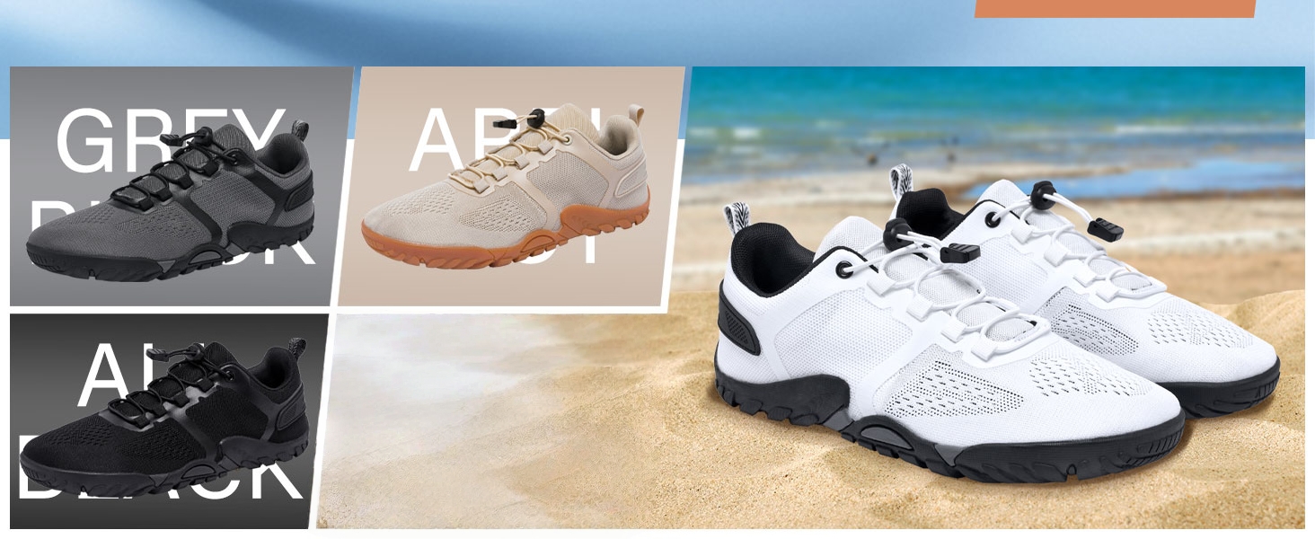 Barfußschuhe HUSKSWARE для жінок та чоловіків – широка передня частина, неслизька підошва, дихаючі, посилені люверси для фітнесу, трейлраннінгу, хайкінгу та повсякденного використання, білий, 44 EU