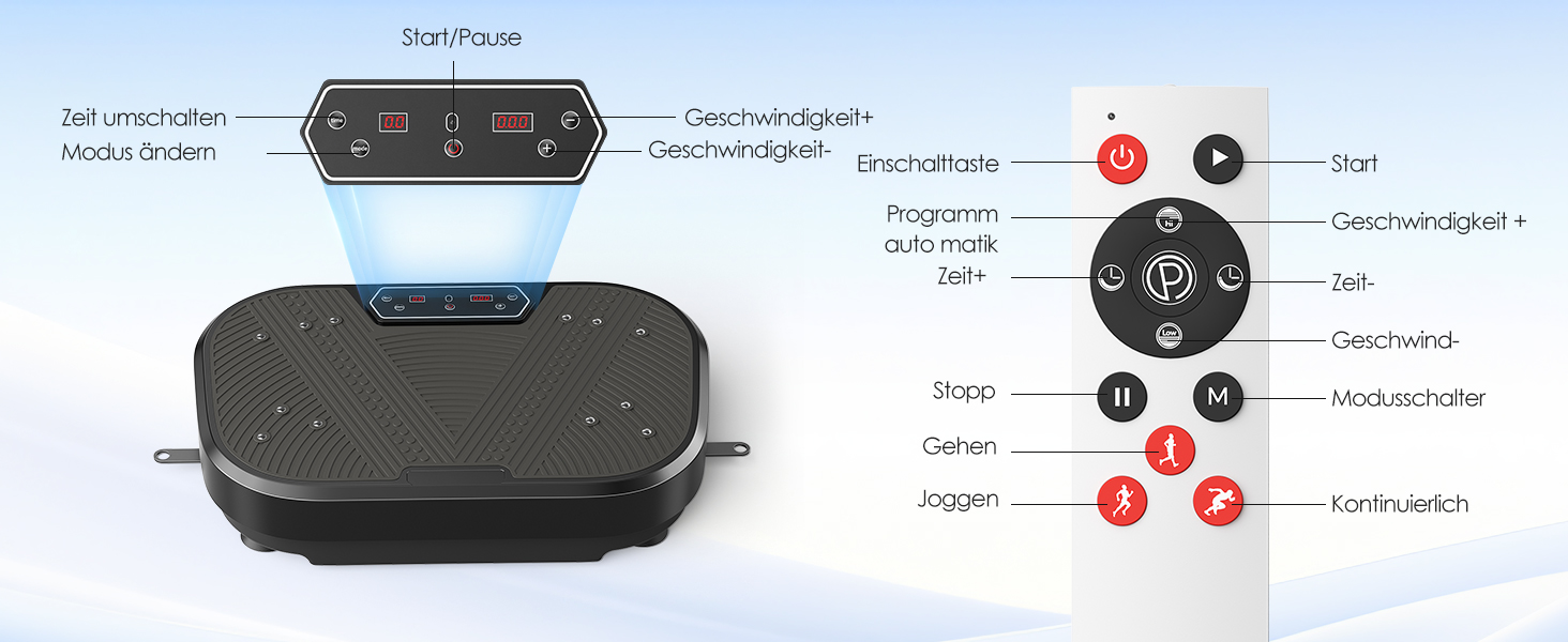 Віброплатформа для фітнесу з 120 рівнями інтенсивності, 10 програмами, до 200 кг, LED-дисплеєм, пультом, масажем, чорна. Для схуднення та всього тіла.