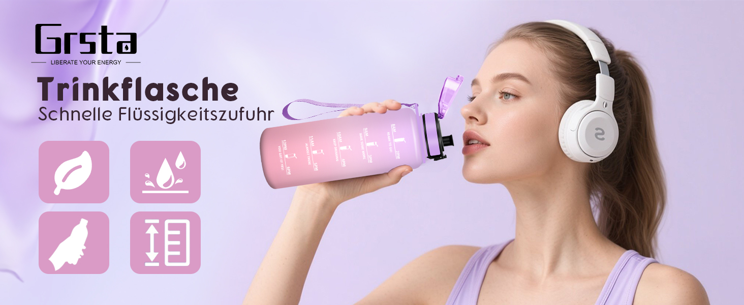 Спортивна пляшка для води 1 літр з міткою часу, витокозахисна, для велосипеда, школи, офісу, фітнесу (500 мл, бурштиново-помаранчевий)