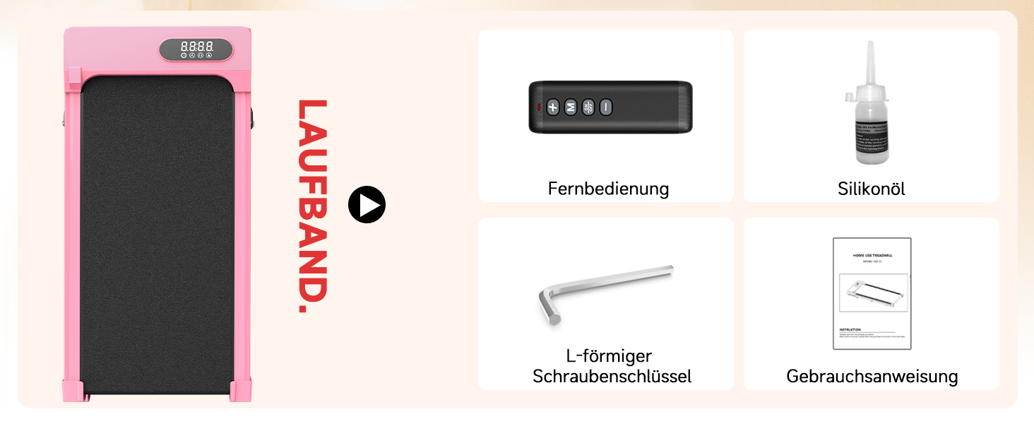 Біговий килимок Dskeuzeew з нахилом - бігові доріжки для дому, офісу, регульований нахил, електричний, портативний, Walkpad з LCD-дисплеєм, рожевий