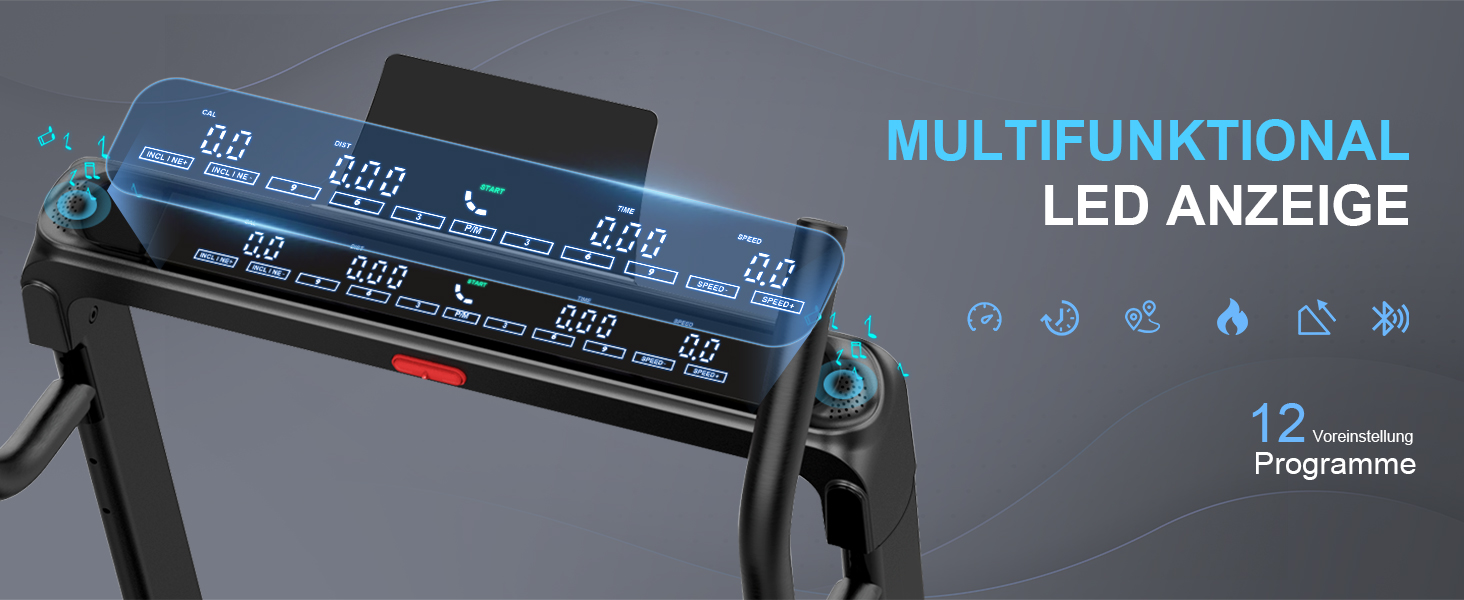 Бігова доріжка для дому Laufband 4.5 к.с., до 16 км/год, складний, Bluetooth, до 150 кг – професійна, чорна