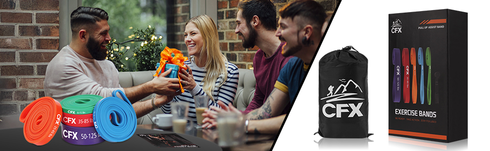 Фітнес гумки CFX: 8 шт. з дверним кріпленням, сумкою та інструкцією для фітнесу, розтяжки, йоги та силових тренувань