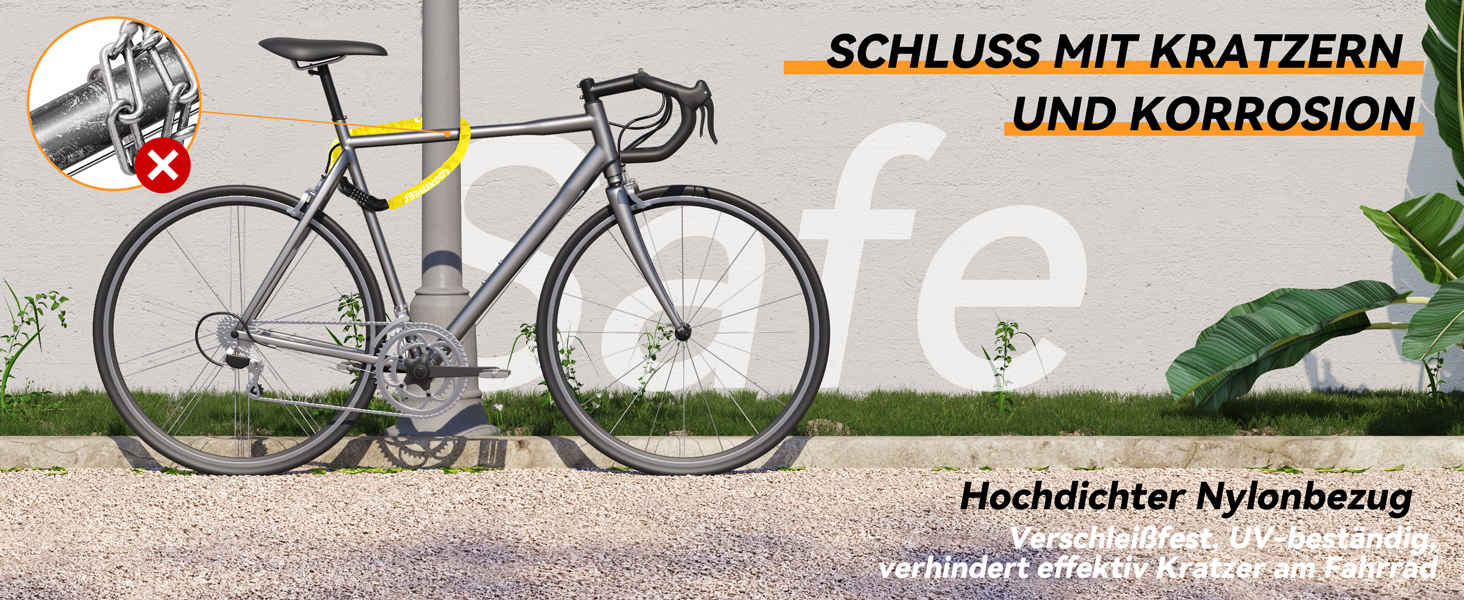 Замок для велосипеда з цифровим кодом, 11 кольорів, 90 см, рівень безпеки 8, 5-значний, для велосипеда, мотоцикла, ролера, дверей (жовтий)