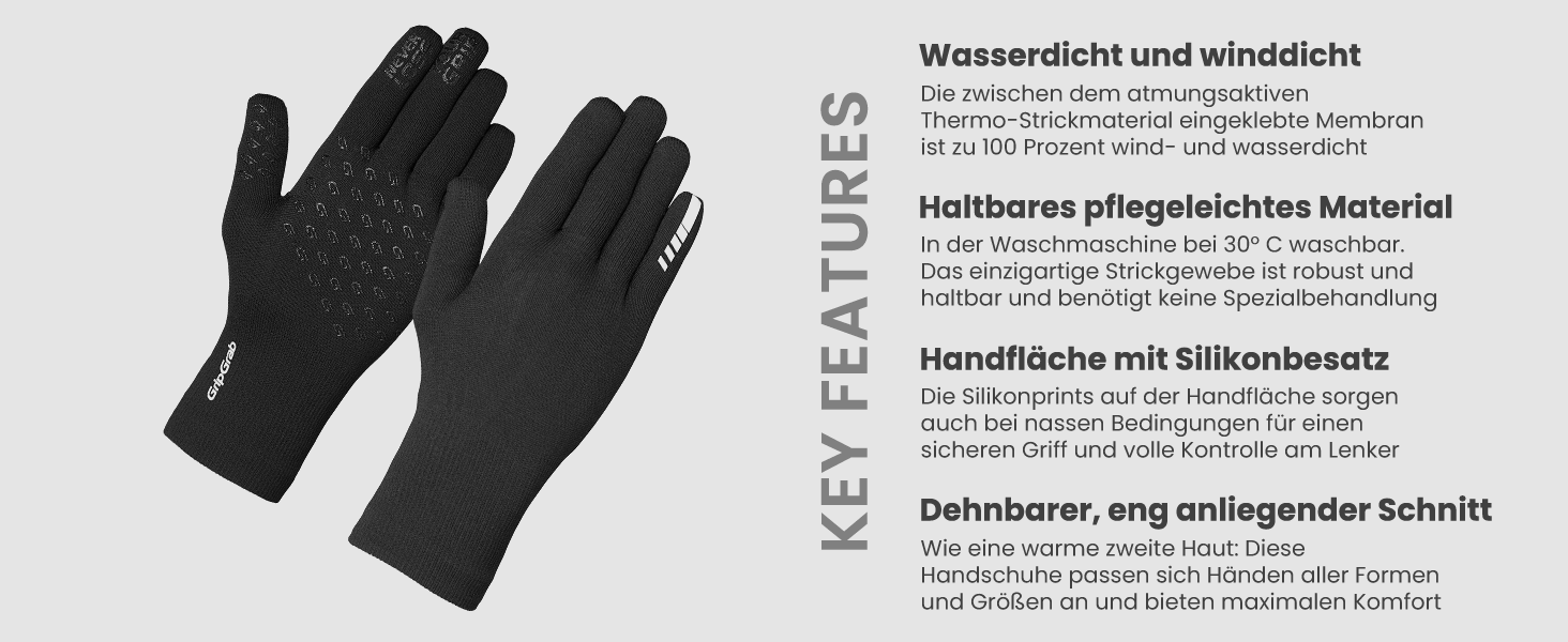 Велосипедні рукавички GripGrab: водонепроникні терморукавички для їзди на велосипеді, чорні, XS-S