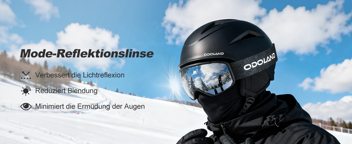 Шолом для лижного спорту та сноуборду Odoland з маскою, білий, регульований, 57-59 см