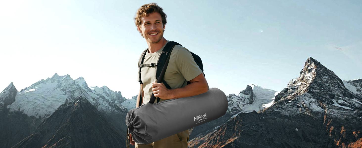 Кемпінговий килимок HiiPeak Isomatte R-Wert 9,5 з подушкою, ізольований, для зими та літа, зручний для кемпінгу, відпочинку на природі, піших прогулянок та наметів (сірий)