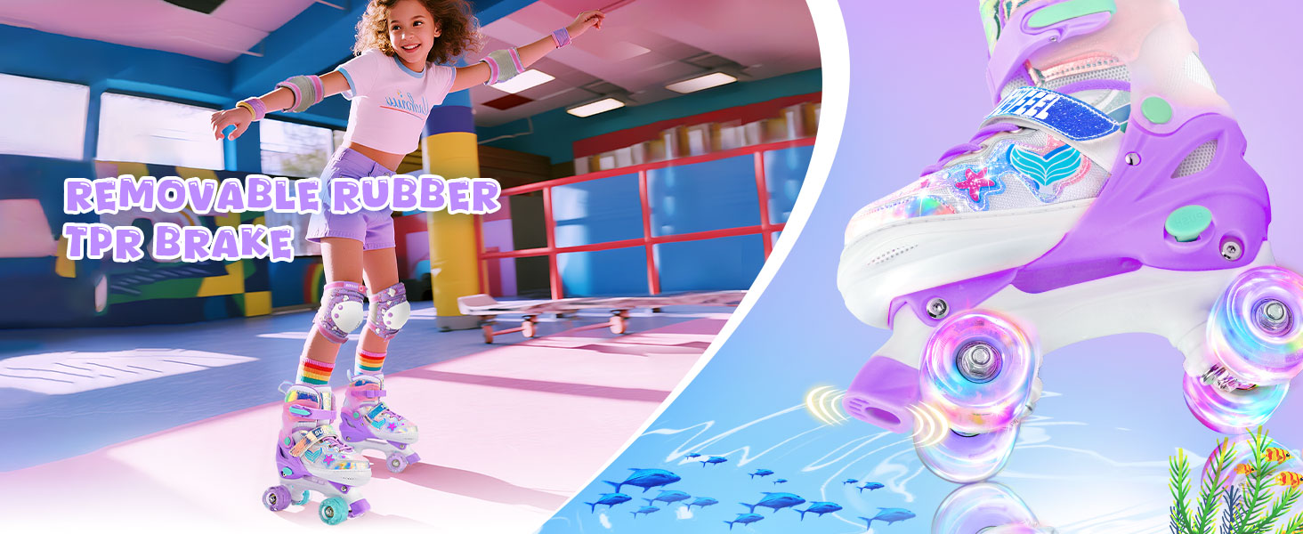 Роликові ковзани SULIFEEL для дівчаток та дітей з підсвічуванням, регульовані, 4 розміри, для малюків та початківців (Червоний, M (32-36))