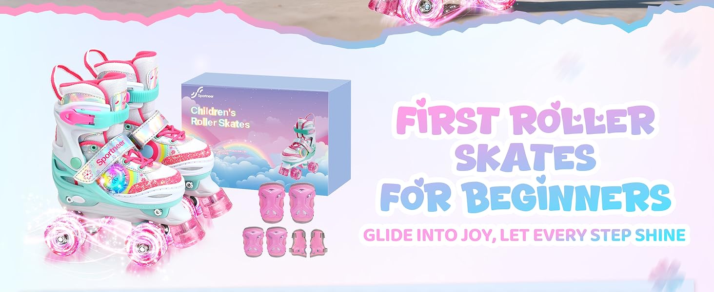 Роликові ковзани Sportneer для дітей з підсвіткою та захистом, розмір M (EU 33-36)
