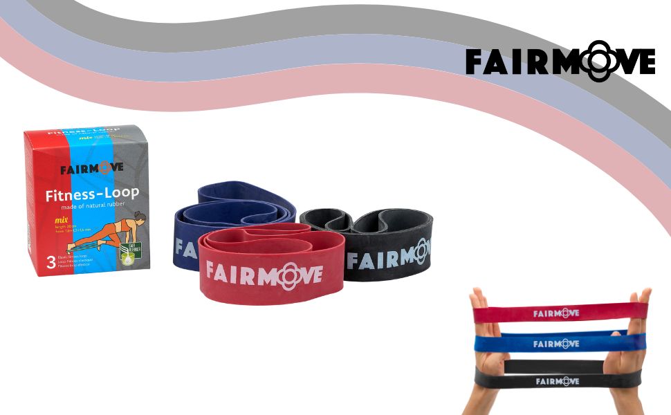 Гумові стрічки FAIR Move для фітнесу: набір 3 шт. з натурального латексу (Theraband) для м'язів, йоги, кроссфіту
