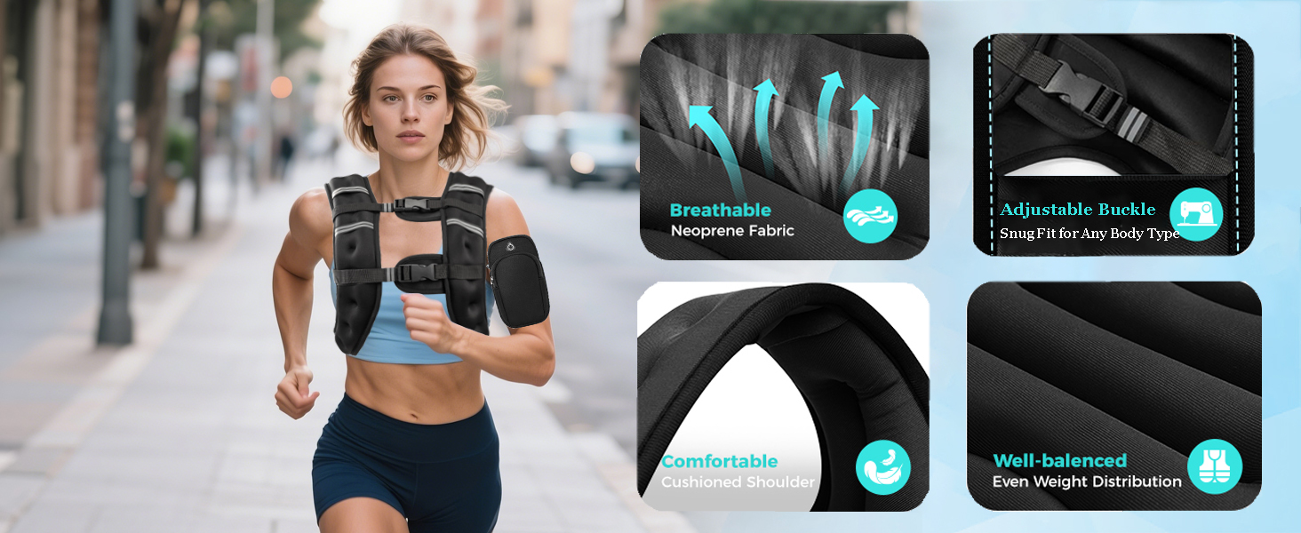 Утяжелитель для фітнесу чоловічий та жіночий з світловідбиваючими смугами 7.3 кг (16lb) для бігу, тренувань, нарощування м'язів, регульований розмір