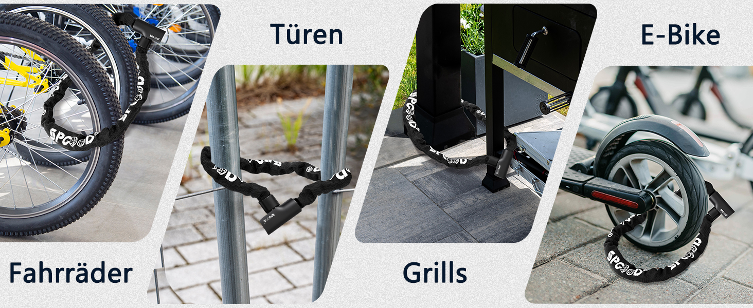 Замок для велосипеда з 3 ключами, ланцюговий замок проти крадіжок 90см, висока безпека, водовідштовхувальний чохол для велосипеда/електросамоката/електровелосипеда/MTB/мотоцикла/вантажного велосипеда, 870мм, чорний