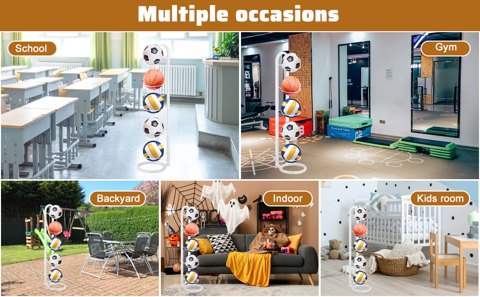 Стеллаж для м'ячів: футбольний, волейбольний, багатоярусний, білий. Зберігання та демонстрація м'ячів