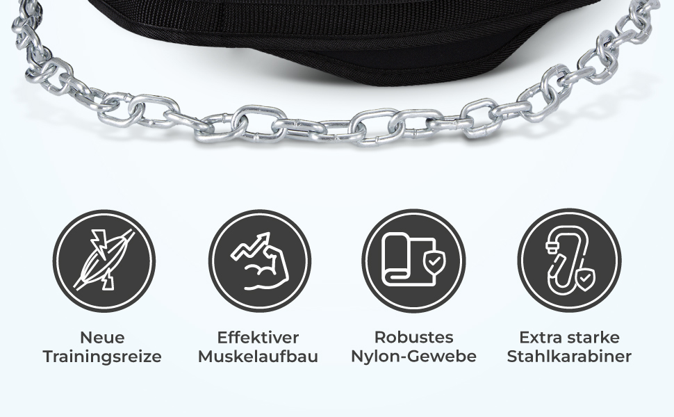 Пояс для підтягувань та віджимань з ланцюгом та 3 карабінами, пояс для віджимань з неопреновими клапанами для захисту одягу, вантажний пояс, вантажний пояс для калістеніки, силового спорту, бодібілдингу
