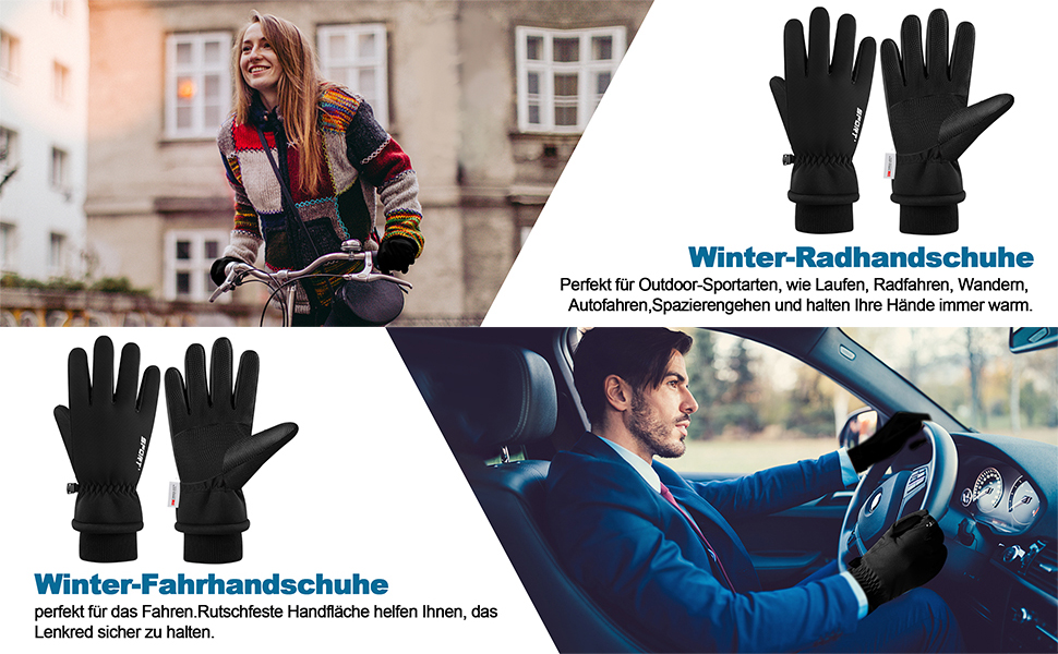 Водонепроникні зимові рукавиці, рукавиці для катання на лижах з сенсорним екраном, чоловічі/жіночі, теплі рукавиці Thinsulate для велосипеда, бігу, катання на лижах, походів, мотоцикла та їзди на велосипеді