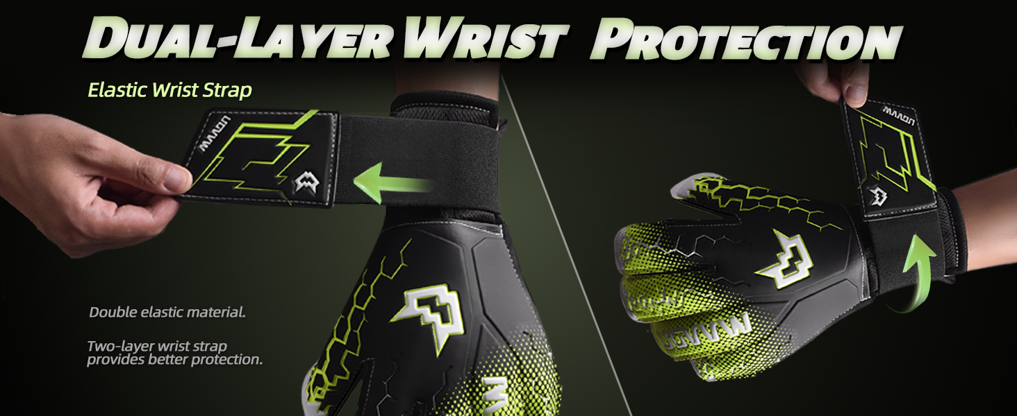 Воротарські рукавички WVVOU для дітей та дорослих, дитячі та юніорські, з технологією Fingersave, для тренувань та ігор, чорні