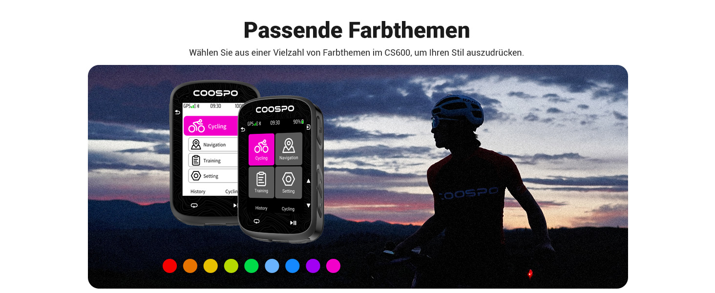 Велокомп'ютер GPS COOSPO CS600 з Bluetooth/ANT+, бездротовий, водонепроникний IPX7, з підсвіткою та навігацією, підтримка велорадара, 36 годин роботи