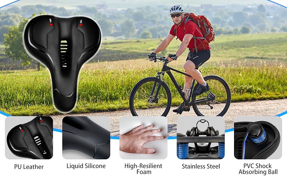 Гелевий велосипедний сідло для чоловіків та жінок, ергономічний, комфортний, з водонепроникним покриттям, для MTB, шосе, City велосипедів