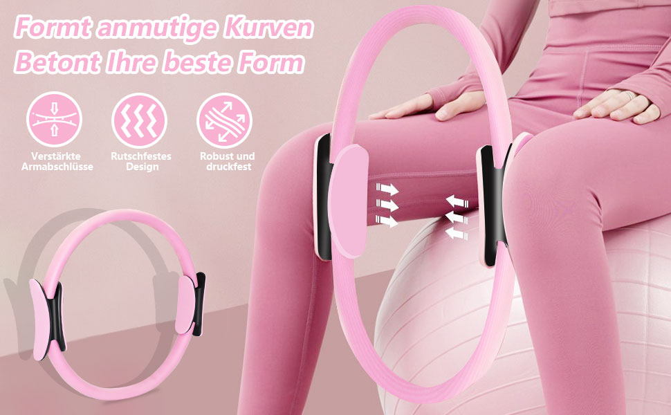 Комплект для пілатесу: кільце та 13 м'ячів з неслизькими ручками | Аксесуари для пілатесу для тренувань всього тіла вдома | Включає еластичну стрічку для пілатесу та формування тіла