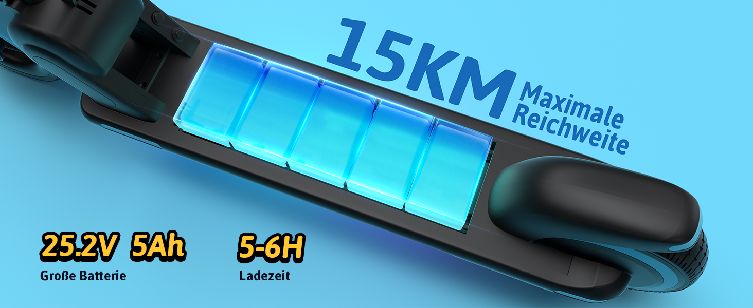 Електросамокат дитячий 6-14 Дж, 5 Ач, 6.5", LED, 150 Вт, регул. висота, синій