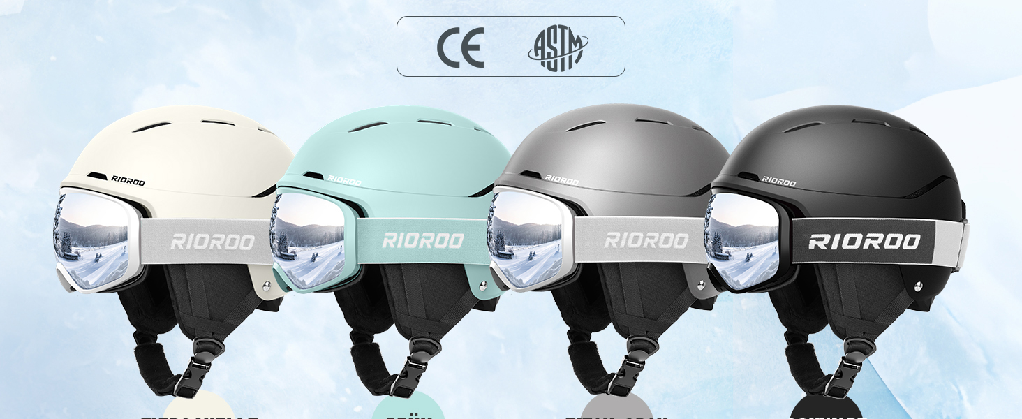 Шолом для сноуборду та лиж зі захисними окулярами, регульований, білий, M