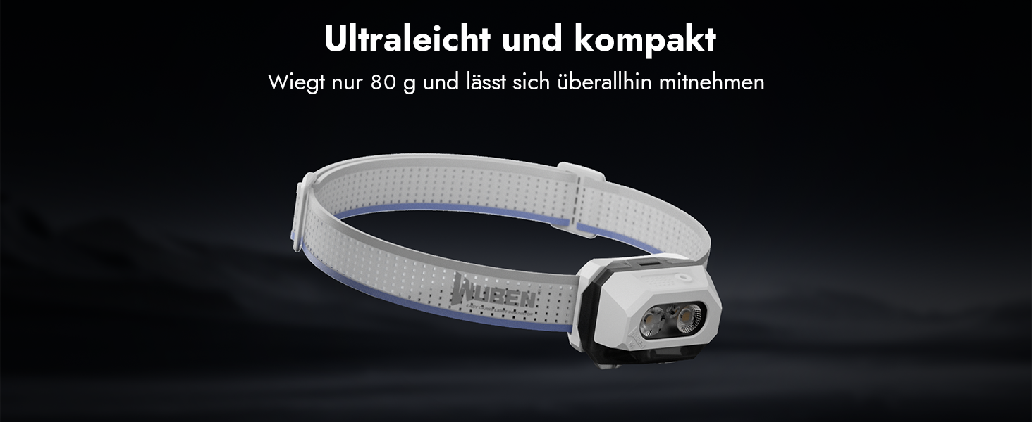 WUBEN H4 - LED налобний ліхтар, 800 люмен, IP68, 10 режимів, червоне світло, для кемпінгу, риболовлі та піших прогулянок, чорний