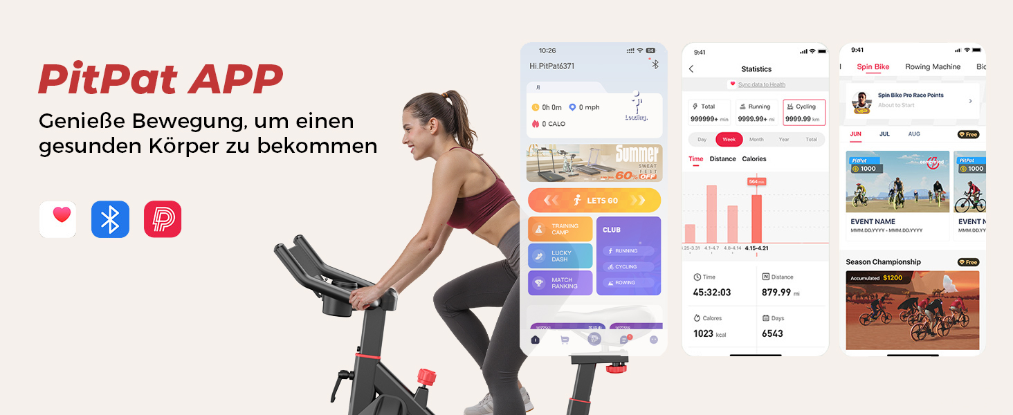 Велотренажер для дому Superun з APP, магнітний опір, 15 кг маховик, ультратихий, чорний