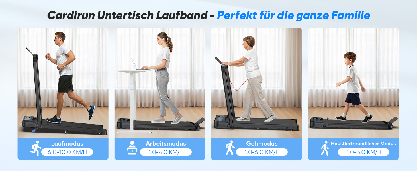 Тренажер для дому 2-в-1 Laufband Klappbar зі складним механізмом, нахилом, LED-дисплеєм, потужністю 3.0PS, для дому та офісу, до 145 кг, без встановлення, чорний