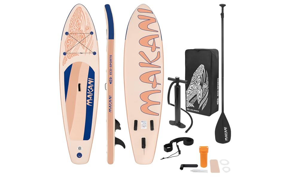 Надувна SUP-дошка ECD Germany Makani 320 см, до 150 кг, з алюмінієвим веслом, насосом і повним комплектом аксесуарів, різні кольори