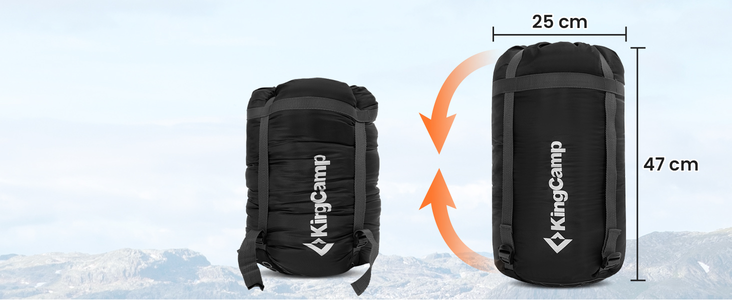 Сплячий мішок KingCamp Flannel для дорослих, 4 сезони, ультралегкий, бавовна, теплий, ковдровий, водонепроникний, для кемпінгу та повсякденного використання, чорний, L, блискавка