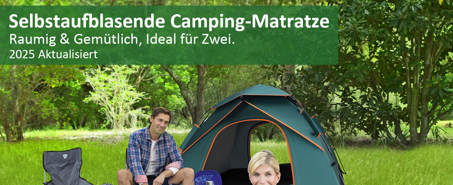 Кемпінговий килимок Jaztral самонадувний, 12 см, для відпочинку на природі, 137x200 см (подвійний).