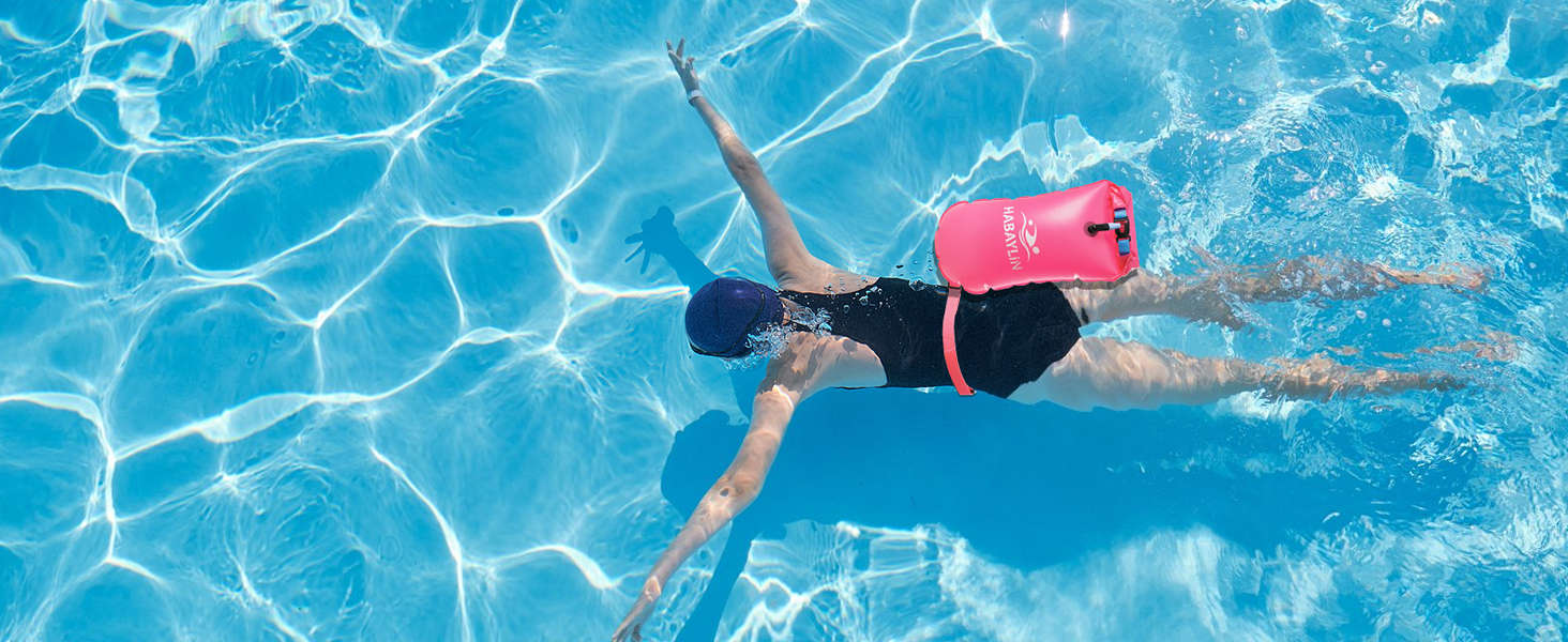Надувна плавуча шийка (боя) 20L для дорослих та дітей, водонепроникний мішок, рожева. Безпека у відкритій воді та для триатлону.