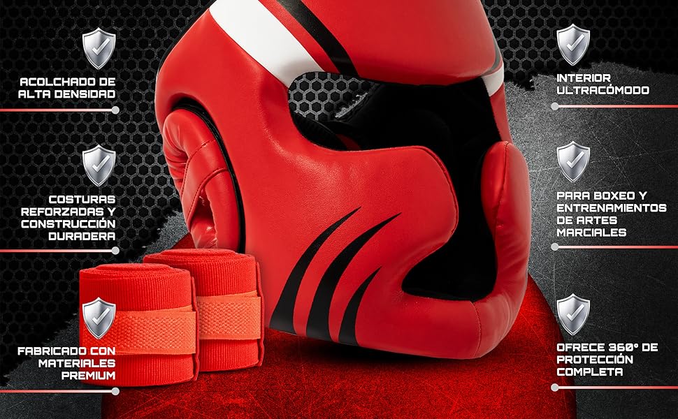 Боксерський шолом і боксерські бинти 4 м для чоловіків, дітей, MMA, кікбоксингу | Захисний шолом для боксу та тренувань