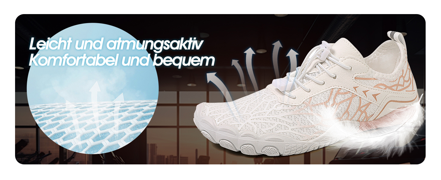 Взуття для плавання, водяні черевики для жінок, п'ятипалі, неслизька підошва, швидке висихання, дренажна система, легкі босижні черевики для багатоцільових активностей, білий/блакитний, 36-47 EU, Whiteblue 811 42 EU